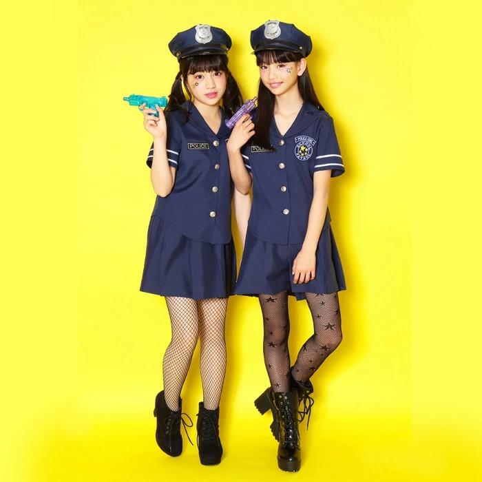 ジュニア スターポリス ネイビー 紺 警察官 制服 帽子 かわいい 衣装 コスチューム ハロウィンコスプレ 仮装 子供 女子 小さい｜stars-y｜03