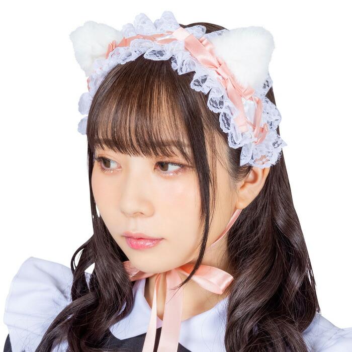 Lyrical palette ヘッドドレス 白ねこ ロリータ リボン レース Lyrical palette ヘッドドレス 白ねこ ロリータ リボン レース