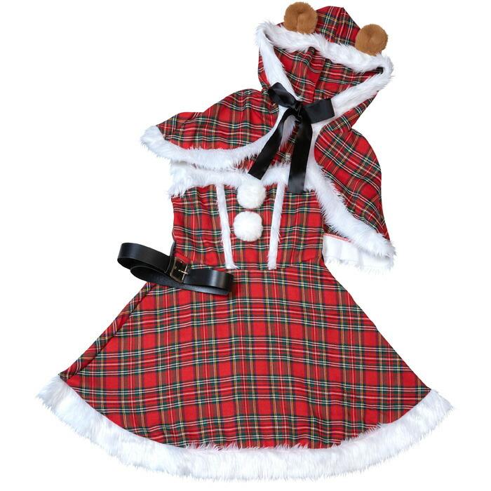 ミミノエル テディ ケープ サンタ チェック柄 コスプレ 衣装