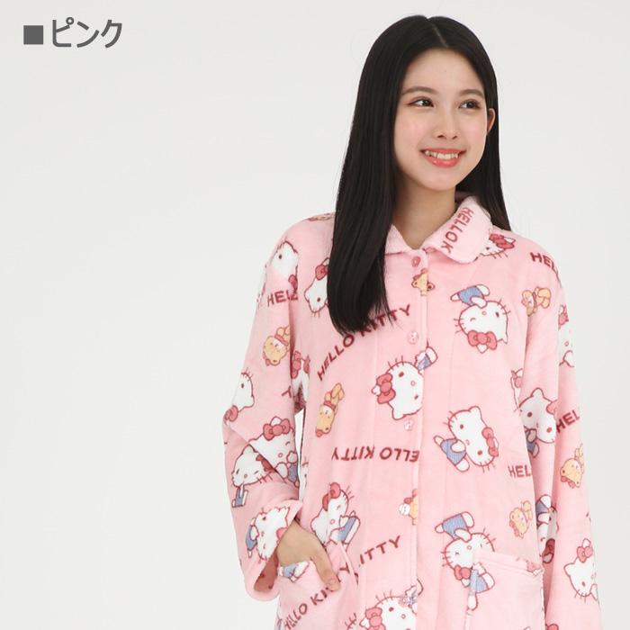 新品 ハローキティ ルームウェア Mサイズ ピンク セットアップ 送料無料 ハローキティ あったか シャツ パジャマ 前開き 上下