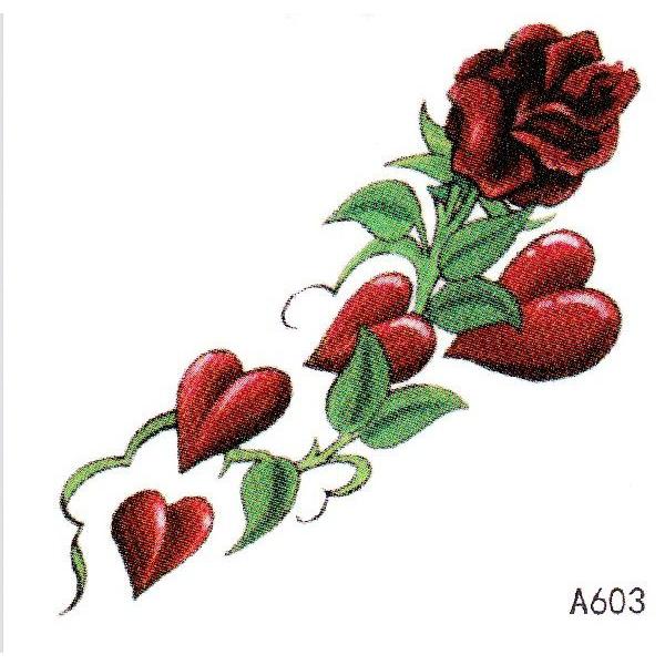 タトゥーシール ハート・薔薇・バラ・ローズ　6x6cm　ハロウィン　仮装 コスプレ・a603 | 
