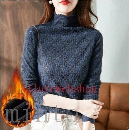 トップス 送料 加工料込 レースブラウス レディース 裏起毛 総レース インナー 立ち襟 ハイネック トップス フリル袖口 厚手 きれいめ 通勤 シンプル おしゃれ 秋 冬 Wa8wnpfiaf Sneakersraffles Com