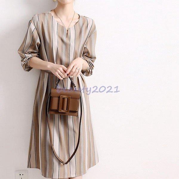 年新作 レディース レディース 女性らしい 着痩せ 美シルエット ワンピーススーツ ストライプ柄 Vネック 大人 キレイめ 通勤用ワンピース ドレス D2nbfcf Star3 Aラインワンピース 日本販売好調