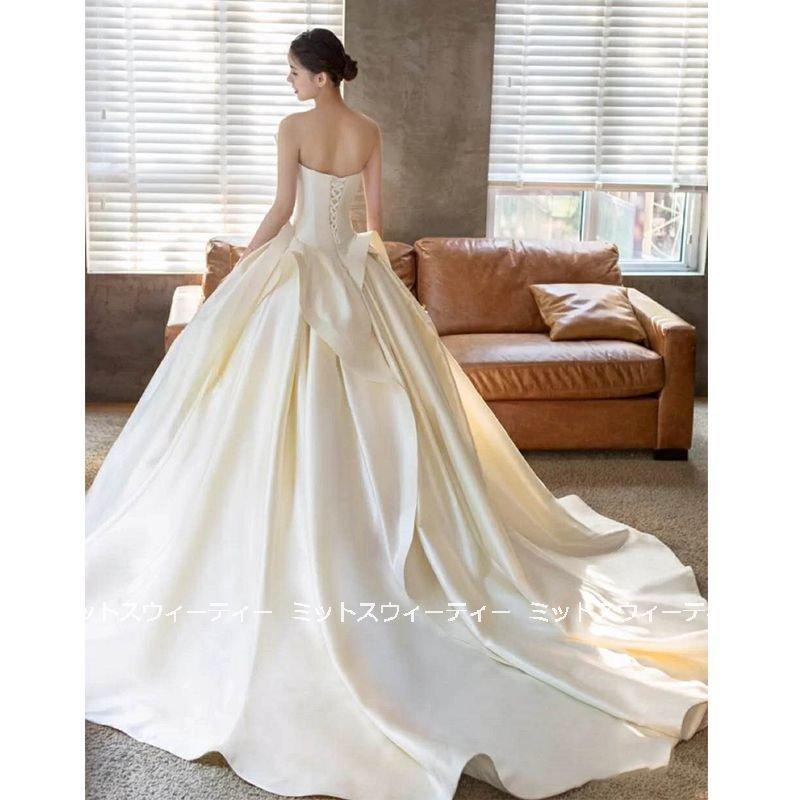 結婚式 パーティドレス 花嫁 二次会 ロングドレス プリンセスラインドレス ウエディングドレス ウェディグドレス クローブ付き ランダムベール サテン 前撮り プリンセスライン 最新作 Razberi Net