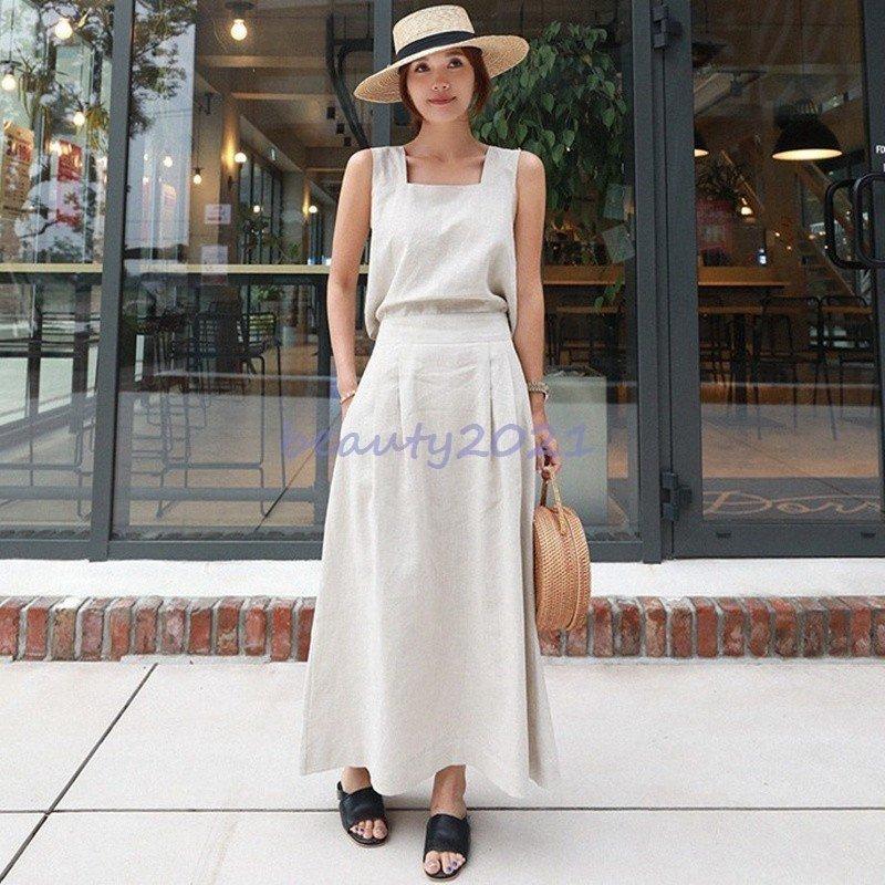 高級品市場 特売丈 リネン ノースリーブ ロング レディース ワンピース 麻 50代 40代 30代 代 10代 Aライン スクエアネック ワンピース カラー グレー Www We Job Com