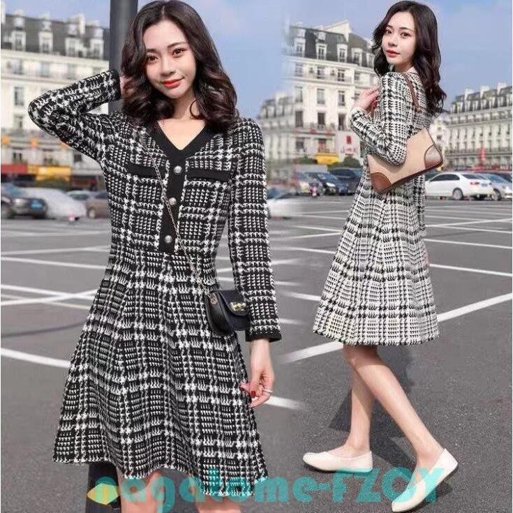 ファッション ダイゾー ナチュラル ワンピース ニットワンピース レディース 秋冬 30代 40代 膝丈 オシャレ 長袖 チェック柄 Aラインプリーツスカート ニット 春 秋 冬 着痩せ Ol 通勤 上品 61xxwkqfe6 Www Robertgillow Co Uk