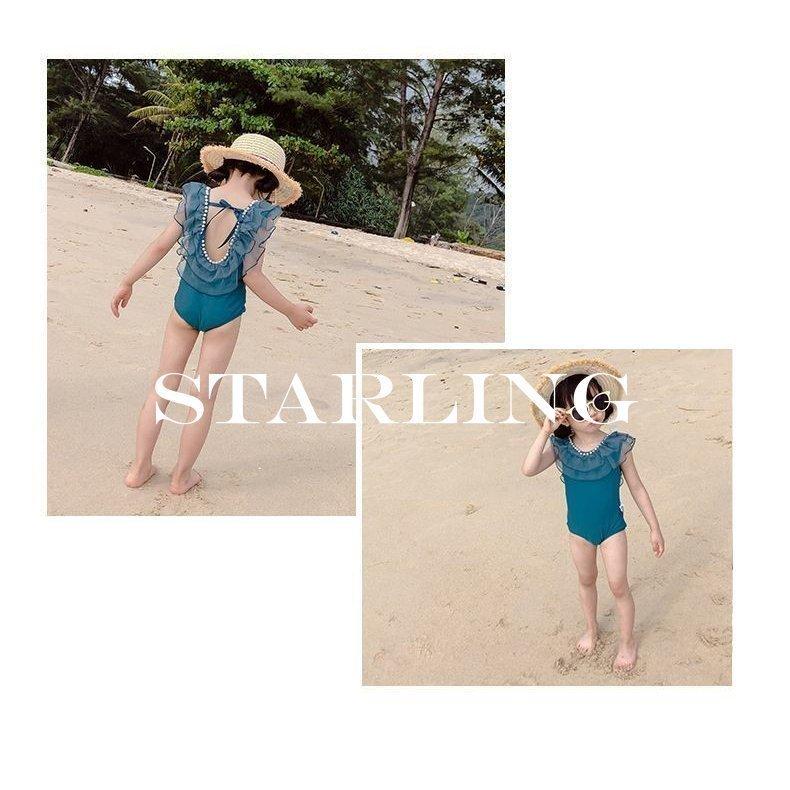 芸能人愛用 ワンピース水着 スイムウェア キッズ 子供 ベビー フリル フェイクパール リボン 背中開き チュール 海 プール 女の子 女児 水着 女の子 サイズ 130cm Www Fcc Com Br