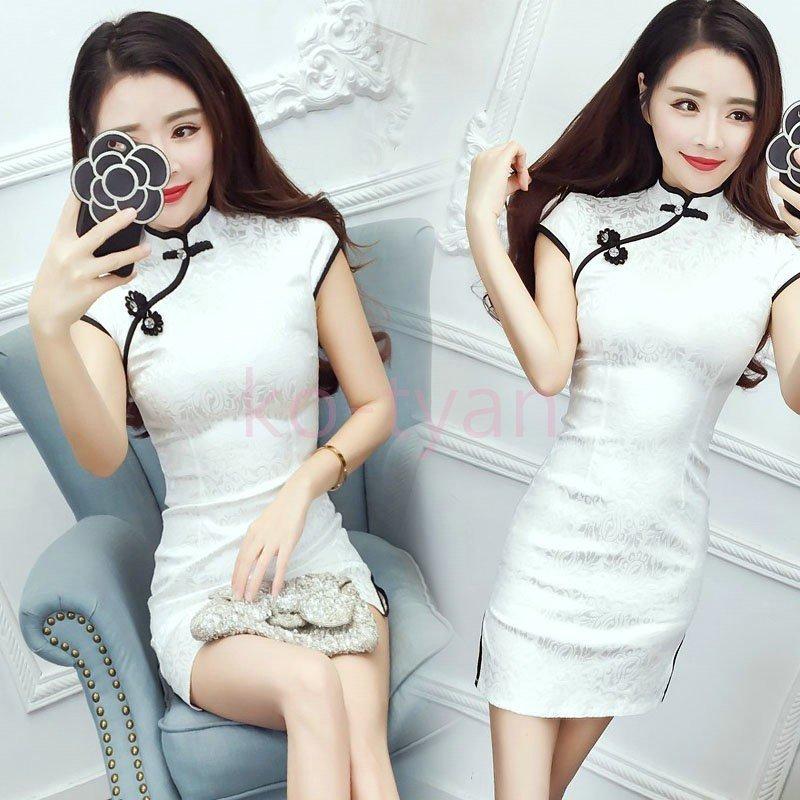 春夏 チャイナドレス ミニ丈 ワンピース ストレッチ素材 パーティードレス 半袖 レディース 18 人気 3qrat Com