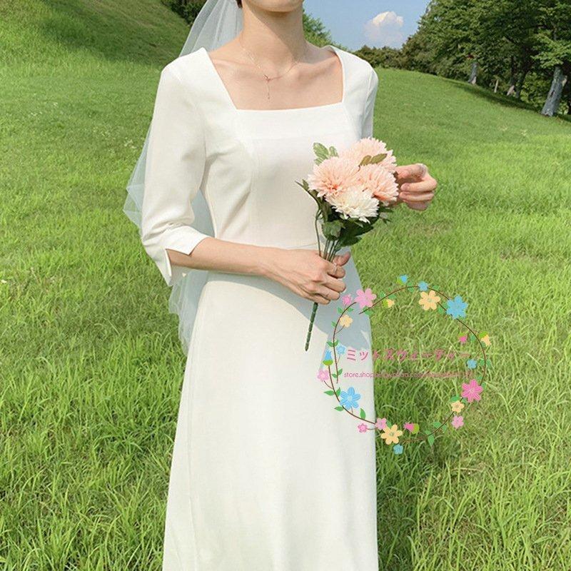 レディースファッション 陰山織物謹製 ウエディングドレス カジュアル ナチュラル 安い 花嫁 ドレス ウェディングドレス ワンピース ビーチフォト後撮り ブライダル 袖あり ａライン 二次会 Fldi0s3tyb Wrestlesquare Com