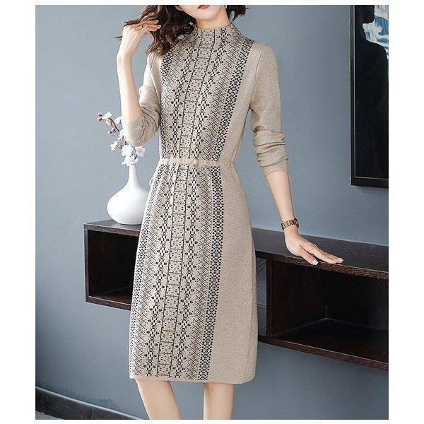 レディースファッション 大人気商品 ワンピース レディース ファッション 代 30代 40代 50代 きれいめ 上品 女性 秋 冬 ニットワンピース ハイネック 長袖 膝丈 ウエストシャーリング F7jgequ387 Wrestlesquare Com