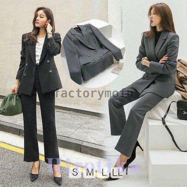 春夏新作モデル スーツ レディース パンツ 洗える ストレート ビジネス 秋 冬 新作 通勤 ブラック グレー