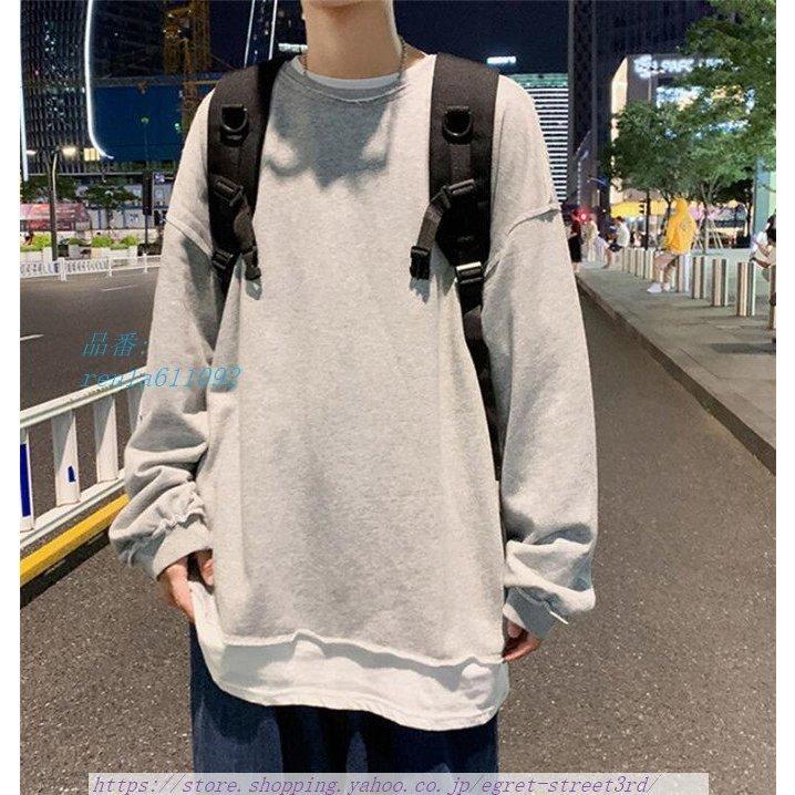 メール便指定可能 Tシャツ メンズ 重ね着 長袖 秋 春 カジュアル 丸首 ゆったり お兄系 大きいサイズ トップス Serbios It