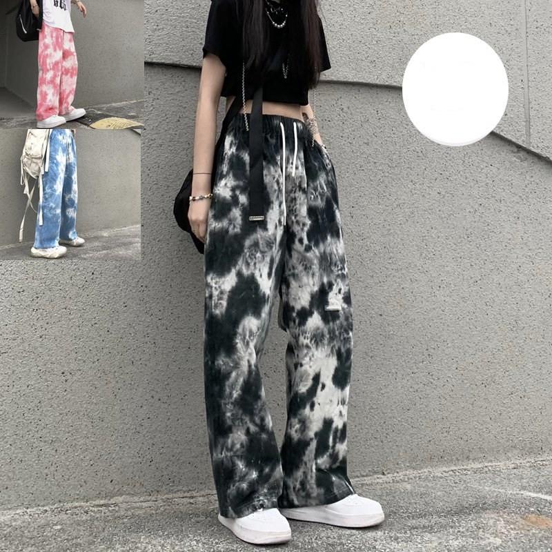 カーゴパンツ ネクタイ染料 スポーティ ヒップホップ ダンス 衣装 韓国ファッション 公演服 カジュアル ゆったり 原宿系 商い ストリート風 個性的