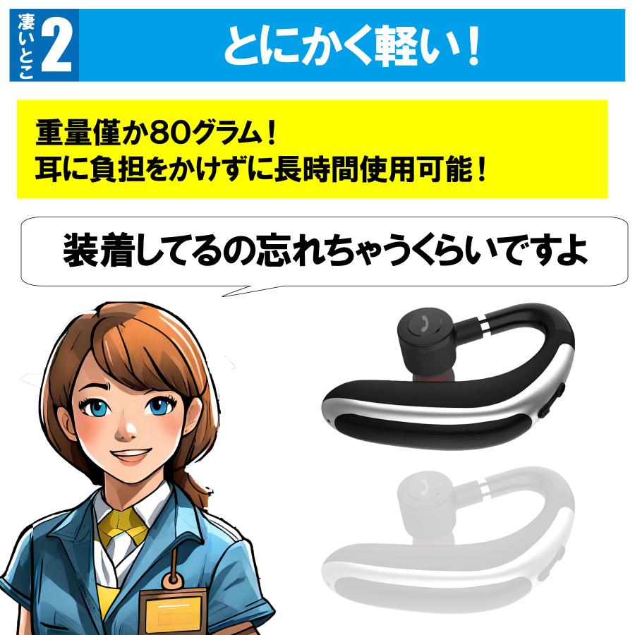 片耳イヤホン Bluetooth ワイヤレス 耳掛け型 マイク内蔵 ヘッドセット