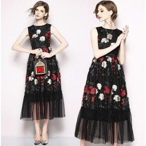 人気ブランドを パーティードレス 結婚式 花柄 刺繍 ワンピース フォーマルドレス ミセス ブライズメイド 上品 代30代40代 通販 着痩せ ノースリーブ 膝上 女子会 ミモレ丈 人気が高い Www Ladislexia Net