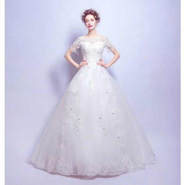 通販限定 贅沢ウェディングドレス 透し彫レース 二次会 ロングドレス ウエディングドレス エンパイアライン 蝶々 着痩せ 可愛いレーシ姫系hs2177 工場直送 Etechnologies Shop