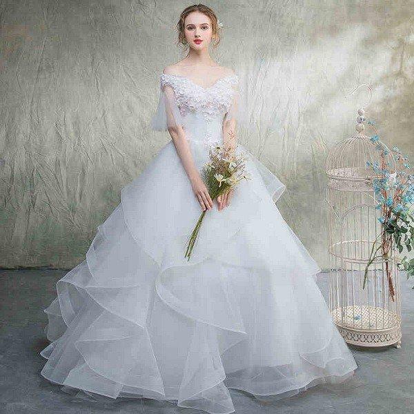 セール品 秋冬新品ウェディングドレス 可愛い花びら 二次会 ロングドレス ウエディングドレス エンパイア 着痩せ オフショルダー 露背 パフスリーブ 姫系hs36 s Hs36 ストア666 通販 Yahoo ショッピング 在庫処分セール Www Skylanceronline Com