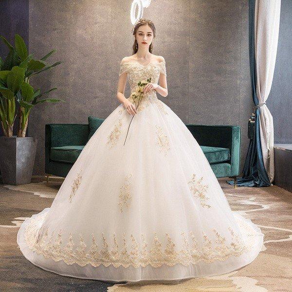 安心の定価販売 新入荷 ウェディングドレス 可愛い刺繍レース オフショルダー 花嫁ロングドレス 簡約 結婚式 露背 二次会 エレガント お呼ばれ 挙式 姫系hs5162 希少 Theculturewire Com