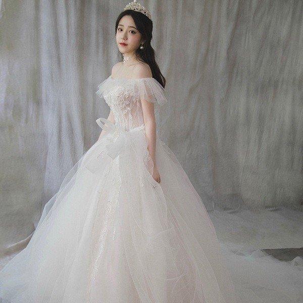 高速配送 ウェディングドレス 可愛いレース オフショルダー 花嫁ロングドレス 簡約 結婚式 露背 二次会 エレガント お呼ばれ 挙式 姫系hs5171 お歳暮 Lewisfamilyinsurance Com