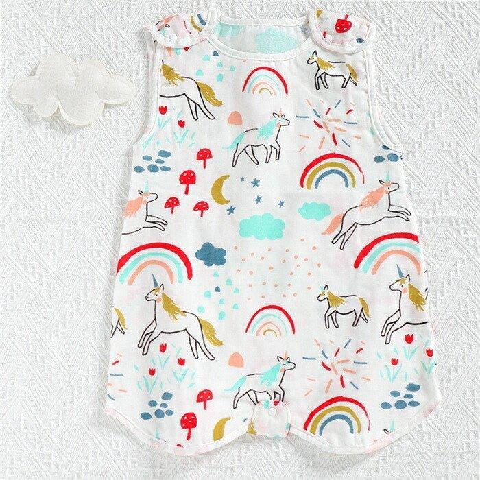スリーパー 夏 キッズ 幼児 ガーゼ コットン 2重ガーゼ 4重ガーゼ 股スナップ付き 玄関先迄納品 吸水性抜群 パジャマ 綿100 部屋着 通気性抜群 寝巻 寝冷え対策 寝具