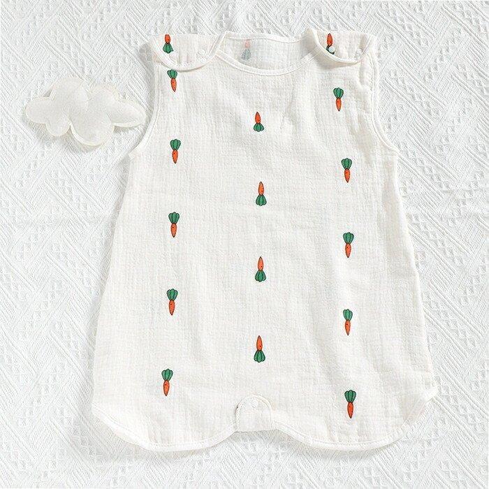 スリーパー 夏 キッズ 幼児 ガーゼ コットン 2重ガーゼ 4重ガーゼ 股スナップ付き 玄関先迄納品 吸水性抜群 パジャマ 綿100 部屋着 通気性抜群 寝巻 寝冷え対策 寝具