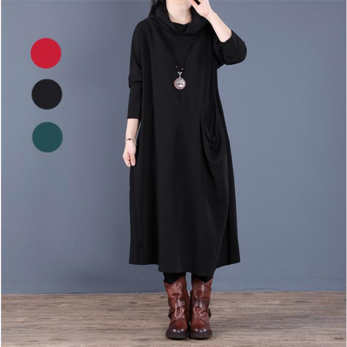 ディズニーコレクション ワンピース レディース 40代 ロングワンピース 春秋 ハイネック 長袖 無地 ゆったり カジュアル 通勤 日常着 着痩せ 大きいサイズ 体型カバー 30代 50代 Cvgarmendia Com