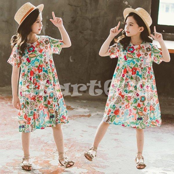 ビッグ割引 ワンピース キッズ 子供服 女の子 夏 キッズワンピース 半袖ワンピース 花柄ワンピース 子供ドレス ジュニア お姫様 おしゃれ 可愛い カジュアル 新品 150cm Karolinemedeiros Com Br