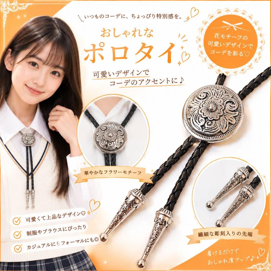 ループタイ メンズ レディース アクセサリー パーツ 金具 紐 石