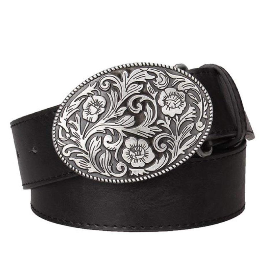 ベルトバックル 唐草模様 銀大 ベルト 付 とっても かっこいい