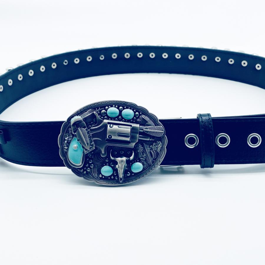 弾丸リベット ベルトバックル メンズレディース カジュアルベルトバックルシリーズ 合金 バックル交換対応できる接続金具セット 黒ブラック | ブランド登録なし | 05