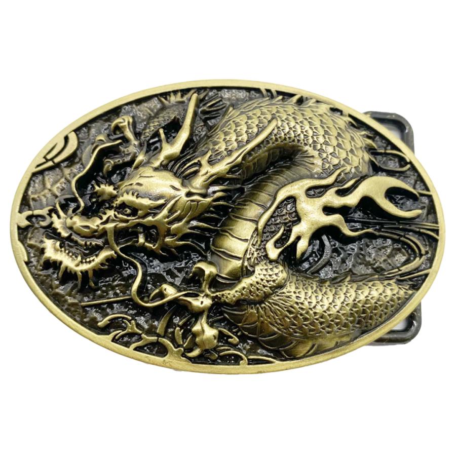 ベルトバックル のみ 金具のみ 交換用 35ｍｍ 38ｍｍ 幅 大きい おしゃれ メンズ レディース アメリカン ビンテージ 龍ドラゴン銀金 | ブランド登録なし | 01