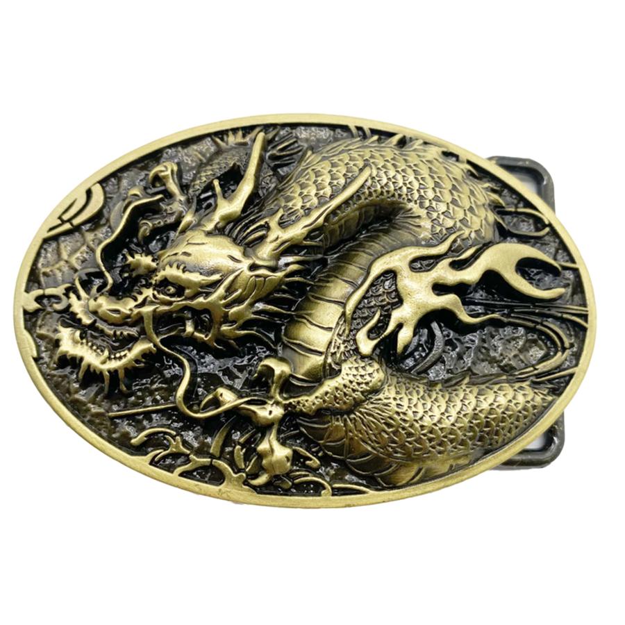 ベルトバックル のみ 金具のみ 交換用 35ｍｍ 38ｍｍ 幅 大きい おしゃれ メンズ レディース アメリカン ビンテージ 龍ドラゴン銀金 | ブランド登録なし | 03