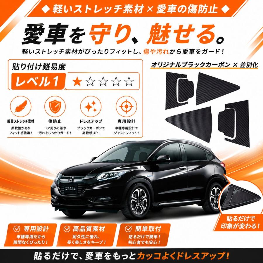 互換品】 ホンダ ヴェゼル RU系 アクセサリーリアノブ ドアステッカー