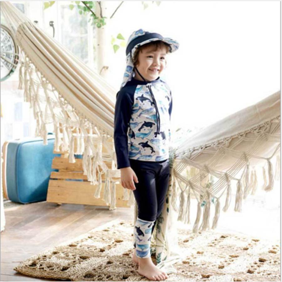 【新品】familiar　ファミちゃん　男の子用　水着＆ラッシュガード　110 ラッシュガード 子供用 水着 長袖 長ズボン レギンス 上下セットくじら