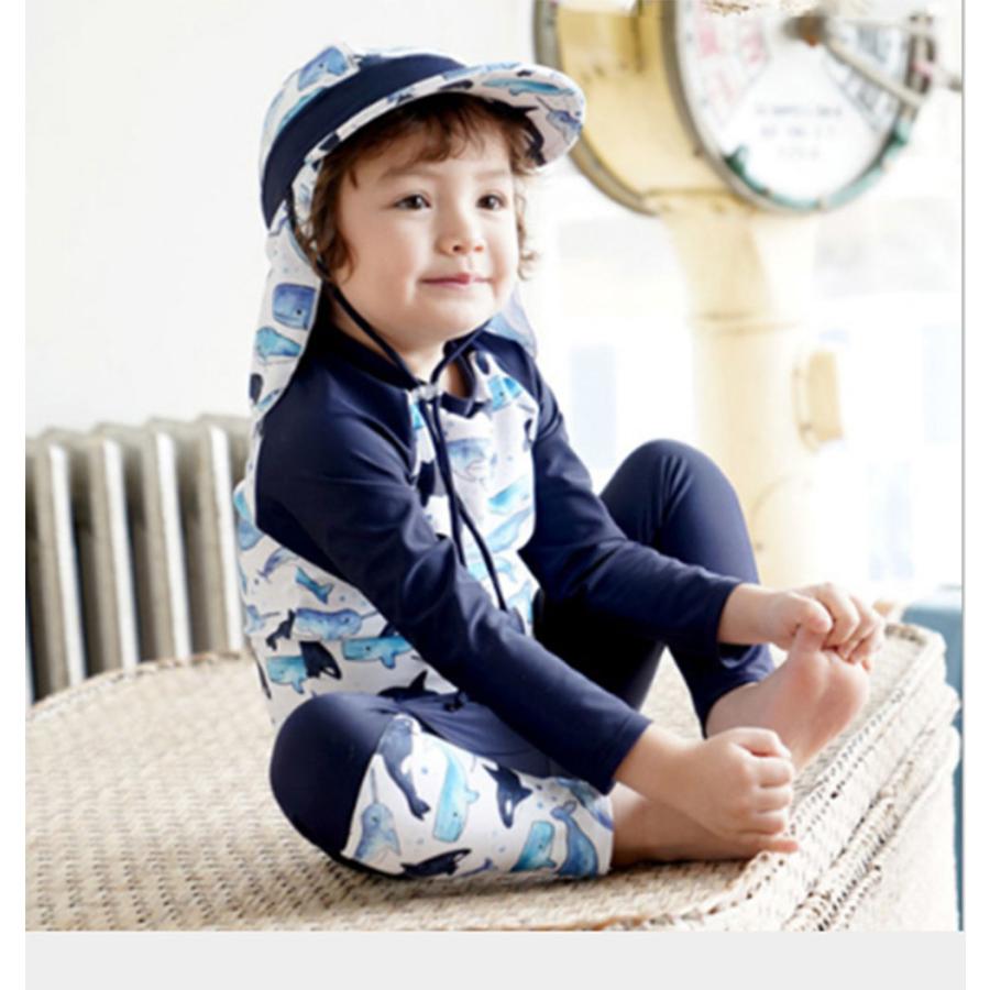 ラッシュガード 子供用 水着 長袖 長ズボン レギンス 上下セットくじら