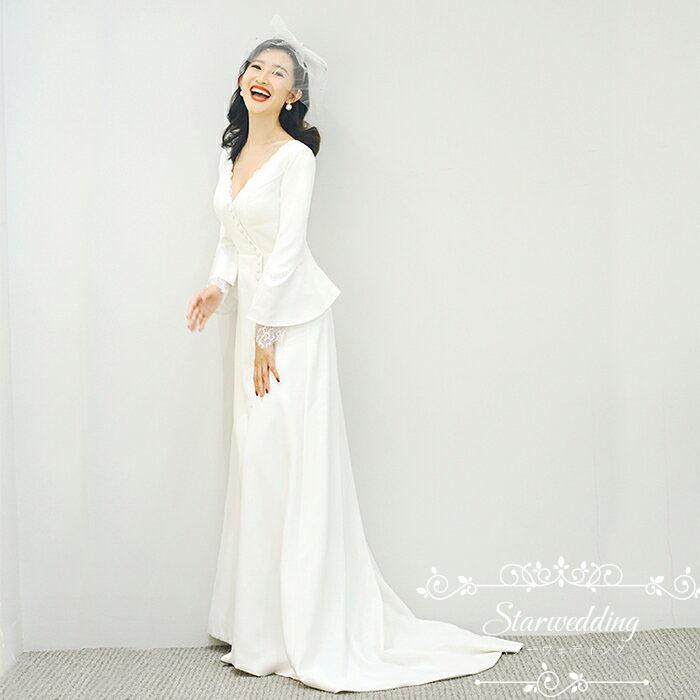 豪華 花嫁 ブライダル 披露宴 前撮り 長袖 結婚式 シンプル 白 ロングドレス Aラインドレス ウエディングドレス リゾートウェディング 後撮り パーティードレス Aライン サイズ Xxl Safecity uiginfo Com