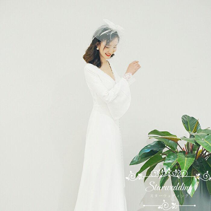 豪華 花嫁 ブライダル 披露宴 前撮り 長袖 結婚式 シンプル 白 ロングドレス Aラインドレス ウエディングドレス リゾートウェディング 後撮り パーティードレス Aライン サイズ Xxl Safecity uiginfo Com