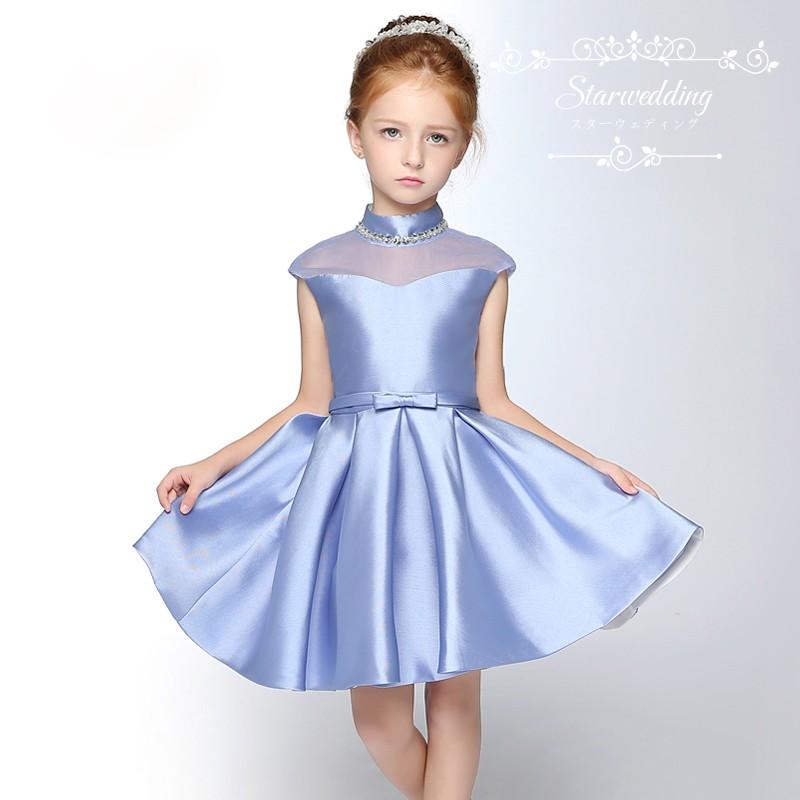 子供ドレス 発表会 ピアノ キッズドレス 格安 ミニドレス パーティードレス ワンピース フォーマル 七五三 カラードレス サテン パープル アイボリー Apaproduction Fr