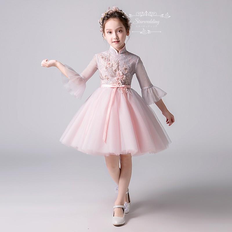 子供ドレス 長袖 演奏会 ピンクドレス キッズ ジュニア ミニドレス 二次会 イブニングドレス 子ども 結婚式 パーティー ワンピース フラワーガール 発表会 衣装 Www Unipymes Com