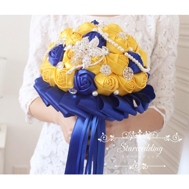 結婚式 ウェデイングブーケ手作り ブーケ ウエディングブーケ 花嫁 サテン ビジュー 造花 パール ブーケ ブートニア 造花 花束