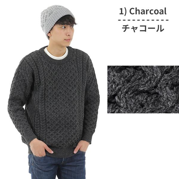 aran crafts ウールセーター ローゲージニット XL チャコール Aran Crafts アランクラフト アランセーター Merino crew neck sweater