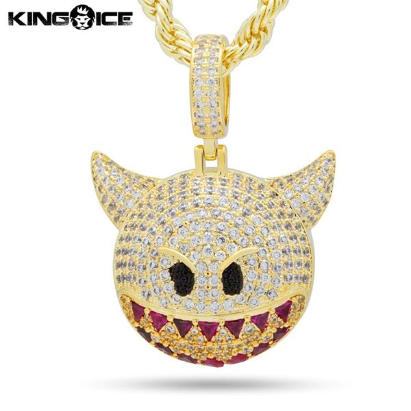 ゴールドネックレス キングアイス King Ice デビルエモジ  アクセサリー ペンダント メンズ   14K Gold Devil Emoji Necklace