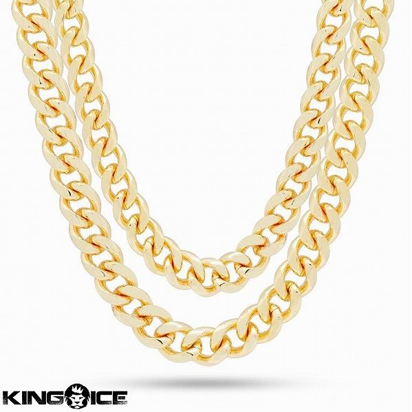 チェーンセット キングアイス King Ice マイアミキューバンネックレス ゴールド メンズ / 10mm 14K Gold Miami