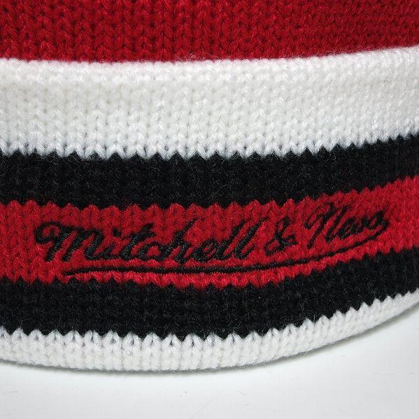 SALE / ミッチェルアンドネス ボンボンニットキャップ ブルズ レッド×ブラック "Jersey Stripe Knit” | Mitchell&Ness | 03