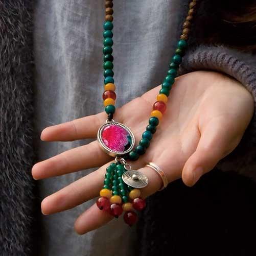 レディースネックレス 首飾り レディース アフリカ紅豆木 ラリエット ブルーゴールドストーン 手作り Qx 023 Qx 023 J Eighty 通販 Yahoo ショッピング