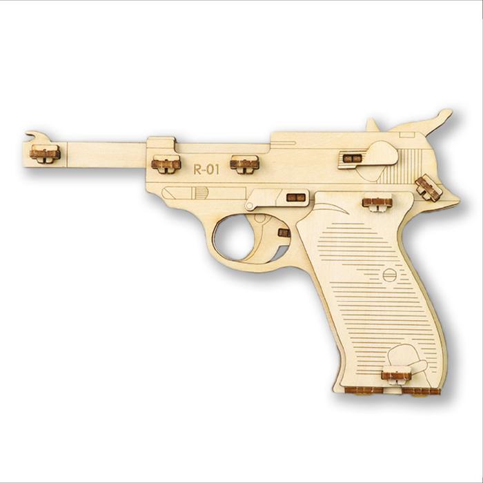 木製単発式輪ゴム銃 58194 輪ゴム銃 自作 射撃 おもちゃ 工作キット