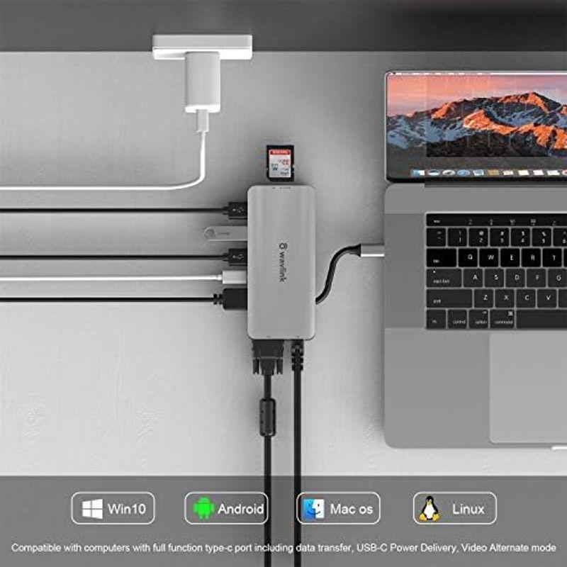 【年中無休】 WAVLINK 4K出力ミニドッキングステーション/USB3.0 type-Cデュアル HDMI アダプター/4K（3840x2160 @
