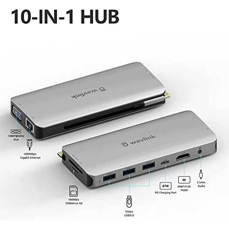 【年中無休】 WAVLINK 4K出力ミニドッキングステーション/USB3.0 type-Cデュアル HDMI アダプター/4K（3840x2160 @