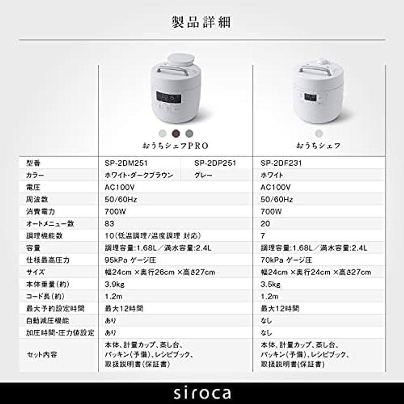 シロカ 電気圧力鍋 おうちシェフ 20種のプリセットメニュー/1台7役/レシピ本付き/かしこい予約プログラム SP-2DF231 ホワイト｜stationeryfactory｜08