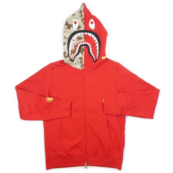 ア ベイシング エイプ A Bathing Ape Stussy 13aw Ill Collaboration Shark Zip Hoodie シャークパーカー 赤 Size M 中古品 ほぼ新品 中古 Www Acaws Ca